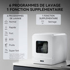 Mini lave-vaisselle de table, 6+1 Programmes de lavage, 5 Couverts et réservoir d'eau de 5L