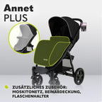LIONELO Annet Plus Buggy bis 22 kg mit Liegefunktion, Kinderwagen klein zusammenklappbar mit Zubehör, Eva-Schaum-Räder, Moskitonetz, Fußdecke Getränkehalter, Korb
