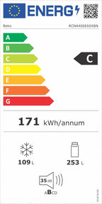 Beko RCNE366E70ZXBRN bPRO700 freistehende Kühl-/Gefrierkombination, großer Kühlschrank, 323 l Gesamtrauminhalt, HarvestFresh, NoFrost, leise, SmoothFit, 0°C-Zone, Dark Inox