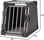 TRIXIE Hunde-Transportbox, Aluminium, L: 92 x 64 x 78 cm, grafit, rutschfste Liegematte, Klettleiste am Boden, Sicherheitsverschluss, stabil und geruscharm, hochgeschlossene Wnde - 39338