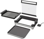 WMF Lono Tischgrill elektrisch mit Glasdeckel, beschichtete Grillplatte, herausnehmbare Auffangschale, spülmaschinenfest, Edelstahl matt, 2200 Watt