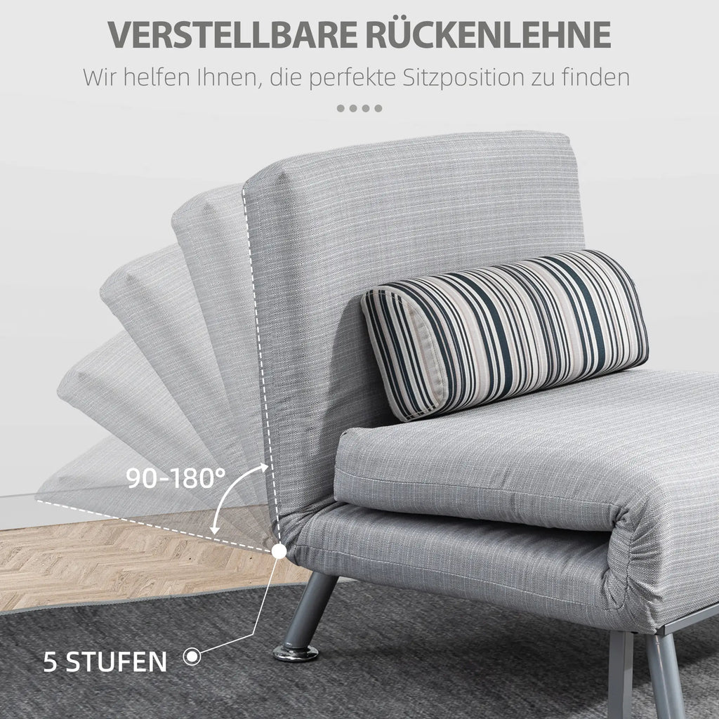 HOMCOM Schlafsessel Gästebett 2-in-1 mit verstellbarer Rückenlehne