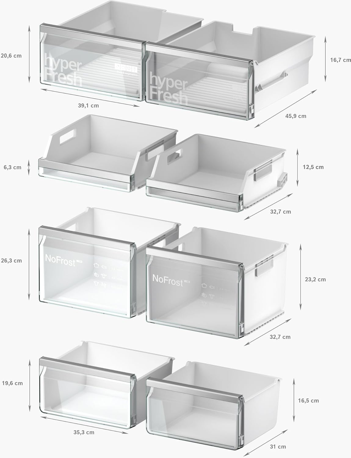 SIEMENS KF96NVPEA iQ300 Multi-Door-Kühlschrank, 183 x 91 cm, 405 L Kühlen & 200 L Gefrieren, hyperFresh längere Frische, noFrost nie wieder abtauen, superCooling schnellere Kühlung