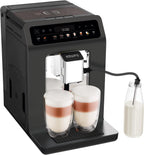 Krups Evidence One Kaffeevollautomat mit Milchschlauch, 12 Getränke, 2-Tassen-Funktion, Farbdisplay, Kaffeemaschine, TÜV-Siegel, Schwarz, EA895N10, Meteor Graphit