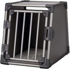 TRIXIE Hunde-Transportbox, Aluminium, L: 92 x 64 x 78 cm, grafit, rutschfste Liegematte, Klettleiste am Boden, Sicherheitsverschluss, stabil und geruscharm, hochgeschlossene Wnde - 39338