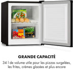 Klarstein Mini Congelateur Armoire, Petit Congélateur pour la Chambre et la Maison, Mini congélateur 33L, Congelateur Petite Taille avec Etagère, Econome en Energie, Appareil à glaçons et Grattoir