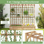 Jardinière avec 2 Treillis 2 Bacs Toit Suspendu en Bois Lit de Jardin Surélevé avec 4 Trous de Drainage 180 x 48 x 183 cm Orange
