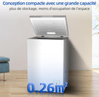 Congélateur coffre CHiQ 142L, 63,5 x 55,6 x 83,5cm, Congélateur Inverter, Affichage de la température extérieure, Mode de congélation rapide -32℃, Grille métallique,Faible bruit