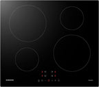 Samsung NZ64M3NM1BB Autarkes Induktionskochfeld, 60 cm große Herdplatte aus Glaskeramik, Rahmenlos, 4 Kochzonen mit Touch Steuerung, 9 Leistungsstufen, 4 Booster, Kindersicherung, Schwarz