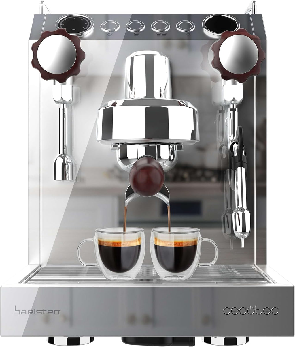 Cecotec Espresso-Kaffeemaschine Barista Baristeo Intima, professionelle Barista-Espressomaschine, Vorbrüh-System, 15 Bar Pumpe, einfaches Befüllen, 1,7L Wassertank und Tassenwärmer