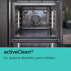 Siemens HB572ABS3, iQ300, Einbau-Backofen 60 x 60 cm, Air Fry, activeClean Pyrolyse Selbstreinung, LED-Touchbedienung, 3D Heißluft, Schnellaufheizung, cookControl10 Automatikprogramme, Edelstahl