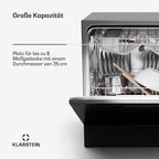 Klarstein  ia 8 - Spülmaschine, Geschirrspüler, Freistehend, Teilintegriert, F, 55 cm breit, 8 Maßgedecke, 6 Programme, Aquastop, silber
