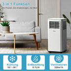 SHINCO Mobile Klimaanlage mit Abluftschlauch, 3-in-1Klimaanlage mit Luftentfeuchter&Ventilator, 7000BTU, 2,05 kW, Mobiles Klimagert mit Schlafmodus, Timer und Montagematerial, Rume bis 54m