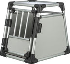 TRIXIE Hunde-Transportbox, Aluminium, L: 92 x 64 x 78 cm, grafit, rutschfste Liegematte, Klettleiste am Boden, Sicherheitsverschluss, stabil und geruscharm, hochgeschlossene Wnde - 39338