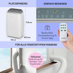 Klarstein Mobile Klimaanlage mit Abluftschlauch, 3-in-1 Klimagerät mit Ventilator, Luftentfeuchter & Nachtmodus, Kleine & Portable Klimaanlage für Wohnung & Büro, 12000 BTU Niedrig Verbrauch