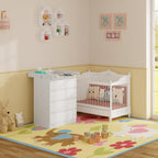 WOLTU Wickelkommode mit abnehmbarer Wickelaufsatz, Wickeltisch Baby, Wickelregal, Kommode mit 4 Schubladen, Höhe 110 cm, Weiß + Hochglanz Weiß