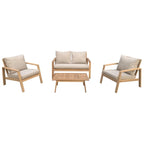 Salon de jardin en acacia 4 places GILI - coussins sable Happy Garden
