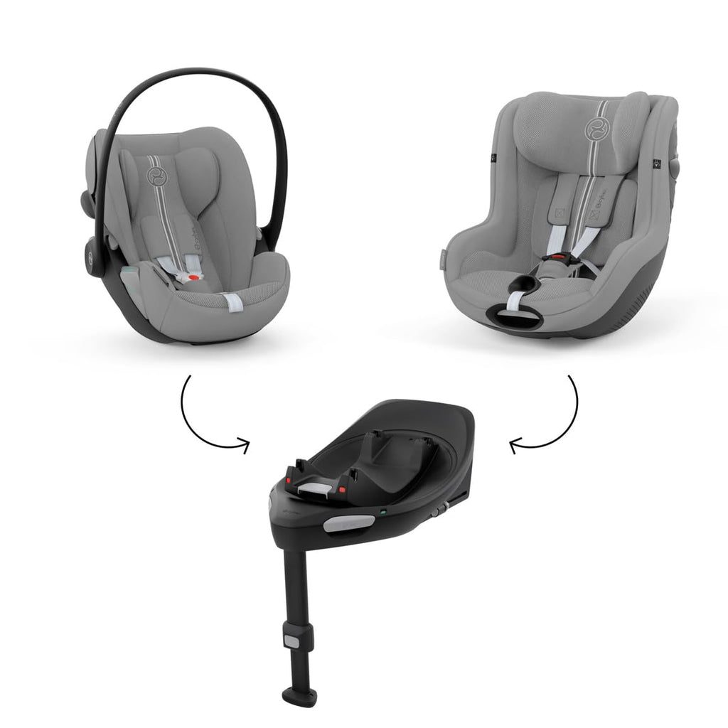 CYBEX Gold Babyschale Cloud G i-Size Comfort, Inkl. Neugeboreneneinlage, Ab Geburt bis ca. 24 Monate, Für Kinder ab 40 cm bis 87 cm, Max. 13 kg, Moon Black