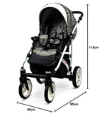 BabyLux® Bambimo Kinderwagen Set 3 in 1 - White Lux - incl. Babywanne, Buggy Sportsitz, Auto-Babyschale - Autositz - Kinderwagenset - Kombikinderwagen mit Wickeltasche, Regenschutz usw.