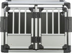 TRIXIE Hunde-Transportbox, Aluminium, L: 92 x 64 x 78 cm, grafit, rutschfste Liegematte, Klettleiste am Boden, Sicherheitsverschluss, stabil und geruscharm, hochgeschlossene Wnde - 39338