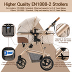 Gcarebb 3 in 1 Kinderwagen, Buggy Mit Auto Babyschale, Mit Höhenverstellbarer Kinderwagen Komplettset, KombiKinderwagen Mit Aluminiumrahmen für Neugeborene 0-4 Jahre