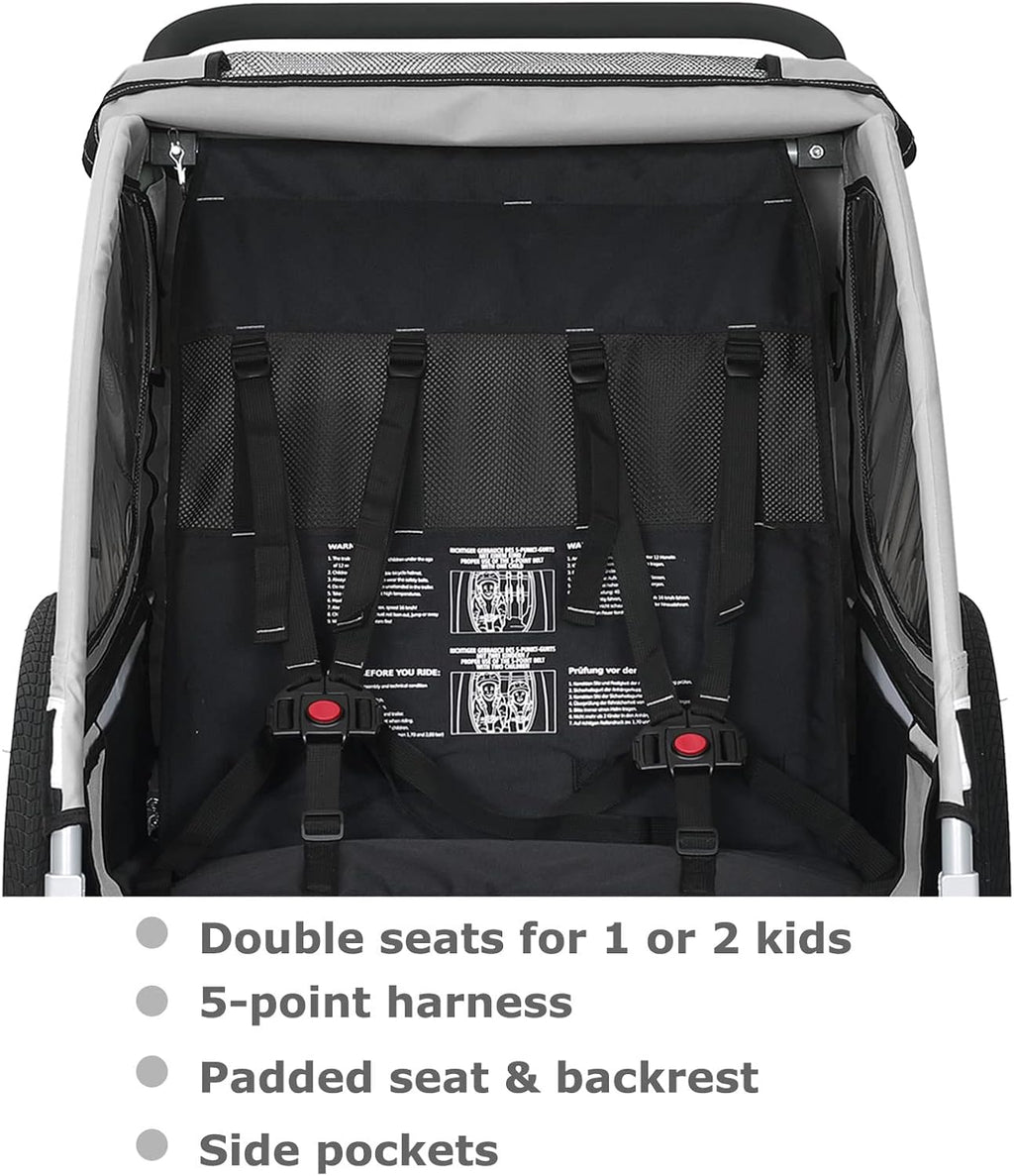 Tiggo S2 Kinderanhänger mit Federung Jogger 2 in 1 Kinder Buggy fahrradanhänger Anhänger 360° Drehbar