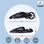 GaGaDumi Boston Kinderwagen 3 in 1 Komplettset mit Autositz - Kombikinderwagen mit großen Rädern - TÜV-zertifiziert - Baby Stroller Set - für Neugeborene und Kleinkinder Grau Jeans