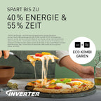 Panasonic NN-DF38PBEPG Kombi-Mikrowelle & Grill, 1000 W, 23 l, Inverter-Tech, Eco Kombi Modus, Flachbett, 16 Auto-Programme & Auftau-Modi, emailliertes Blech, Gitterrost, leichte Reinigung, Schwarz