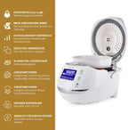 Yum Asia Sakura Reiskocher mit Keramikschale und Advanced Fuzzy Logic (8 Tassen, 1,5 Liter), 6 Reiskochfunktionen, 6 Multikocherfunktionen, Motouch LED-Display, 220-240V EU (schwarz und silber)