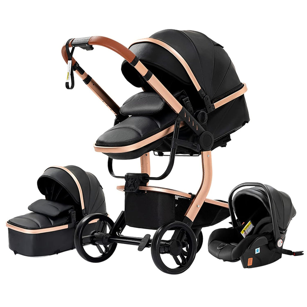 3 in 1 Kombikinderwagen 3 in 1 Reisesysteme Kinderwagen Infant Hochlandschaft Liegender Buggy Kinderwagen Neugeborenen Kinderwagen Faltbarer Standardkinderwagen (906 White)