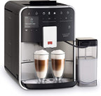 Melitta Barista T Smart - Kaffeevollautomat mit Milchsystem, Kaffeemaschine mit Mahlwerk, für z. B. Cappuccino oder Espresso, App Steuerung möglich, schwarz/silber