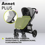 LIONELO Annet Plus Buggy bis 22 kg mit Liegefunktion, Kinderwagen klein zusammenklappbar mit Zubehör, Eva-Schaum-Räder, Moskitonetz, Fußdecke Getränkehalter, Korb