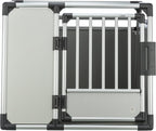 TRIXIE Hunde-Transportbox, Aluminium, L: 92 x 64 x 78 cm, grafit, rutschfste Liegematte, Klettleiste am Boden, Sicherheitsverschluss, stabil und geruscharm, hochgeschlossene Wnde - 39338