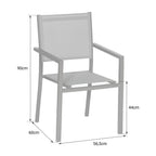 Lot de 8 chaises en aluminium anthracite - textilène gris -