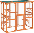 Enclos extérieur – 168 x 82 x 166,5 cm – en Bois de Sapin et avec Grillage – Parc pour Chat résistant aux intempéries – avec 6 Zones de Repos – Félins