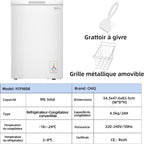 Congélateur coffre CHiQ 142L, 63,5 x 55,6 x 83,5cm, Congélateur Inverter, Affichage de la température extérieure, Mode de congélation rapide -32℃, Grille métallique,Faible bruit