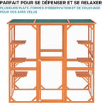 Enclos extérieur – 168 x 82 x 166,5 cm – en Bois de Sapin et avec Grillage – Parc pour Chat résistant aux intempéries – avec 6 Zones de Repos – Félins