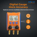 Elitech Kältetechnik die Monteurhilfe Manifold Gauge Set, Hochpräzises Vakuum Drucktemperatur Lecktester Tester Digitales Messgerät für Kühlschränke LMG-10