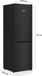 Heinrichs Fridge Freezer Combination 175 Litres, Cooling Volume 122 L, Freezer 53 L, LED Interior Lighting, Fridge Door Hinge, Changeable, Quiet 39 dB, Large Freezer Boxes, 7 Temperature Levels, inox