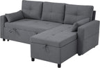 Canapé Convertible en Forme de L,canape lit 2 Places Convertible Gris,canapé 3 Places lit gigogne avec Fonction Couchage,équipé d'un Espace de Rangement