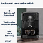 De'Longhi Magnifica S ECAM 22.110.B Kaffeevollautomat mit Milchaufschäumdüse für Cappuccino, mit Espresso Direktwahltasten und Drehregler, 2-Tassen-Funktion, 1,8 Liter Wassertank, Schwarz/Silber
