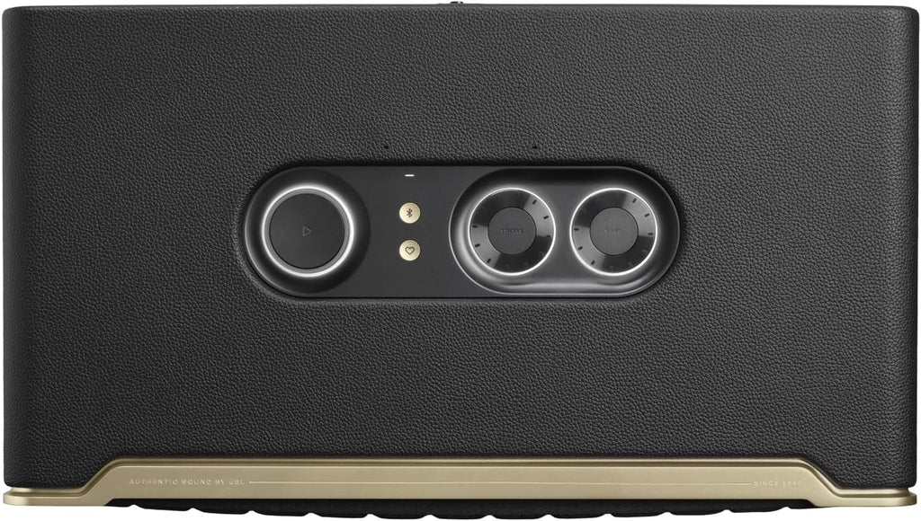 JBL Authentics 200 Smart Home Lautsprecher – 70er Jahre Retro-Design Bluetooth Box – Mit Quadrex Grill, Google Assistant, Alexa, AirPlay und JBL One App – Schwarz