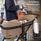 KESSER® Loops 3 in 1 Kinderwagen Kombikinderwagen Komplett-Set inkl. Babywanne & Buggy Sportsitz & Auto-Babyschale Voll-Gummireifen Wickeltasche Regenschutz Kindertisch ECE R129, Schwarz/Champagne