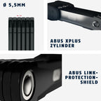 ABUS Faltschloss Bordo Granit XPlus 6500 SH mit Halterung - Fahrradschloss aus gehärtetem Stahl - ABUS-Sicherheitslevel 15-110 cm - Schwarz
