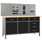 Etabli avec 4 panneaux muraux table de travail poste de travail stockage rangement d'outils 160 cm garage atelier pieds réglables en hauteur 02_0003666 -