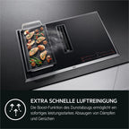 AEG Induktionskochfeld autark 80cm mit Dunstabzug / Made in Germany / 4 Flex-Kochzonen mit Bridge (Kombination 2er Zonen) / Auto-Funktion des Dunstabzugs / Aktivkohlefilter / COLI84COXB