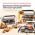 Braun MultiGrill 9 Pro CG 9160, Elektrogrill mit 2 unabhängigen Thermostaten, 3 Kochpositionen, spülmaschinenfeste Platten, integrierte Thermosonde, 2200 W, Schwarz/Edelstahl