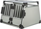 TRIXIE Hunde-Transportbox, Aluminium, L: 92 x 64 x 78 cm, grafit, rutschfste Liegematte, Klettleiste am Boden, Sicherheitsverschluss, stabil und geruscharm, hochgeschlossene Wnde - 39338