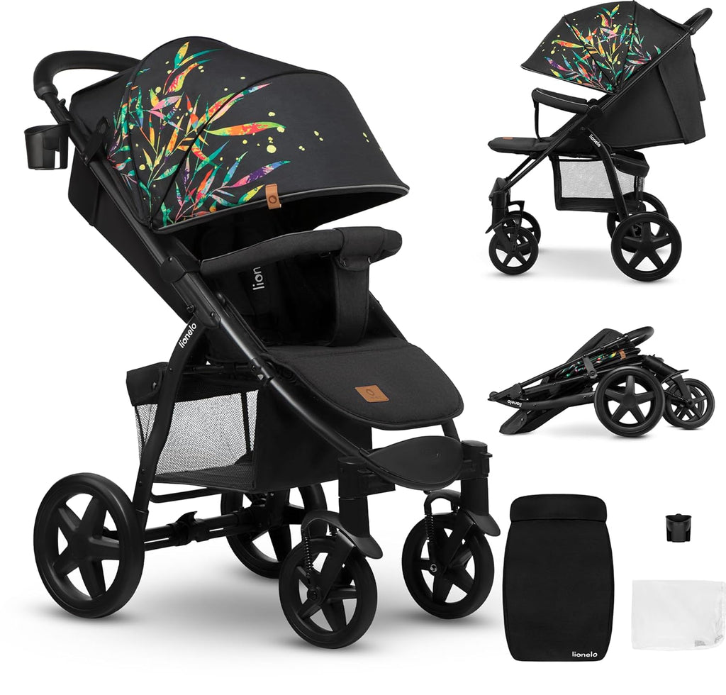 LIONELO Annet Plus Buggy bis 22 kg mit Liegefunktion, Kinderwagen klein zusammenklappbar mit Zubehör, Eva-Schaum-Räder, Moskitonetz, Fußdecke Getränkehalter, Korb