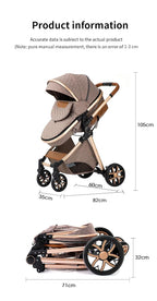 YAZOCO kinderwagen 3 in 1 Buggy Babybett Komplett Set Einem Klick Zusammenklappbarer Kinderwagen, KombiKinderwagen Aluminiumrahmen für Neugeborene Sitzzubehör (1 schwarz)